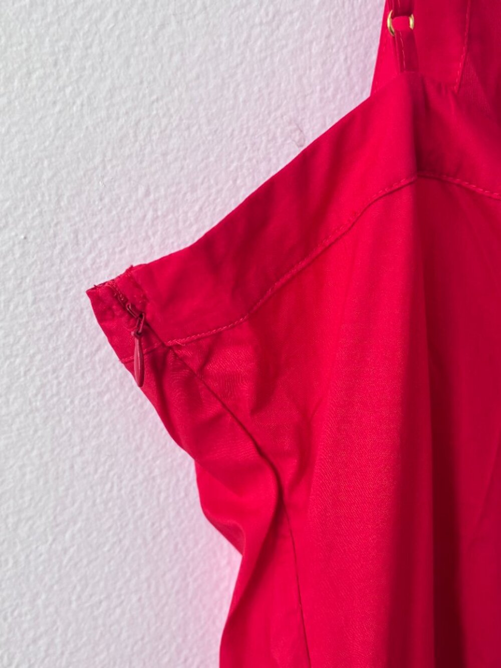 Bird & Knoll Munroe Godet-Skirt Cotton Poplin Maxi Dress in Red - Picture 10 of 11